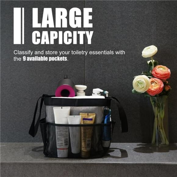 Portable mesh shower caddy tote bag dorm bathroom organizer travel gym beach - Picture 6 of 8